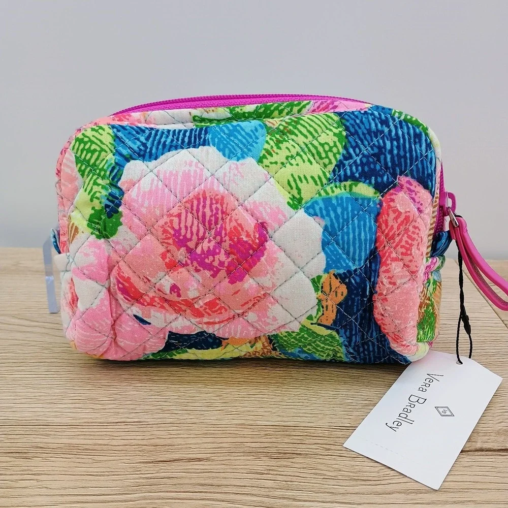 Vera Bradley Iconic Medium Cosmetic Bag Superbloom Floral Quilted Makeup Case